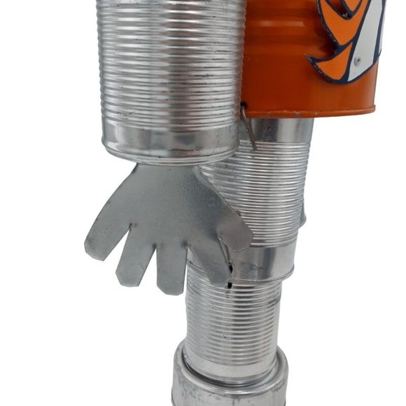 Orange Folk Art Tin Man Sculpture Bronco Horse Wizard Of Oz Reclaimed Recycled R - Picture 3 of 16